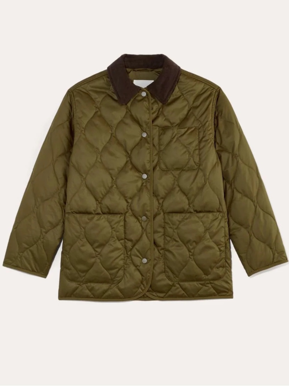 Everlane Quilted Ranch Jacket Olive Green Small NWT Corduroy Collar Barn Coat